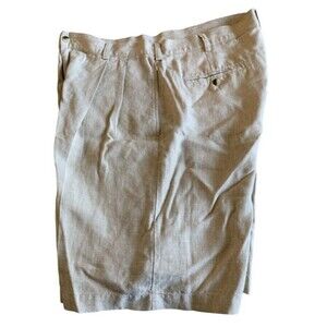 Jos A Banks Tan Beige 100% Linen Chino Pockets Pleated Golf Shorts Men’s Size 36
